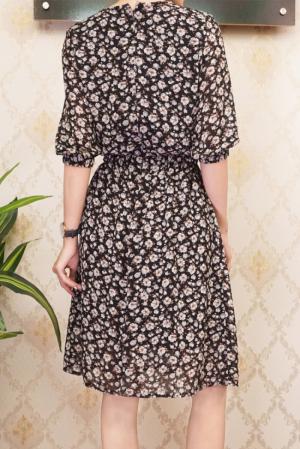 Đầm hoa tay lỡ bo eo (DX6638)