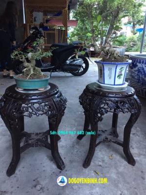 Đôn tròn đôn bày đồ trạm mai điểu gỗ gụ