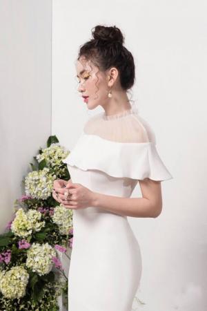Đầm body phối bèo vai lưới (DB2402)