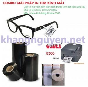 combo giấy, mực, máy in tem kính mắt