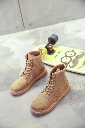 Giày bốt da lộn đế cao su Ulzzang Hàn Quốc mới nhất năm 2019 phiên bản màu nâu nhạt dễ phối đồ