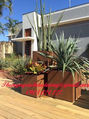 Thép làm chậu cây, trang trí cảnh quang sân vườn Corten A