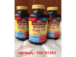 Viên dầu cá hiệu Nature Made Fish Oil BURP-LESS 1200mg 360mg OMEGA3  200 viên