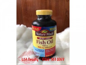 Viên dầu cá hiệu Nature Made Fish Oil BURP-LESS 1200mg 360mg OMEGA3 200 viên