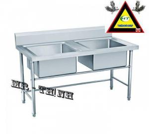 Chậu đôi inox 304 công nghiệp- Hoàng Thịnh