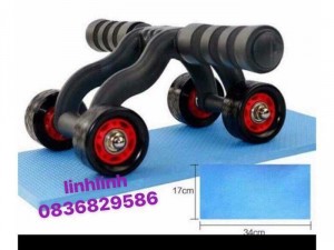 Con lăn tập gym 4 bánh kèm thảm