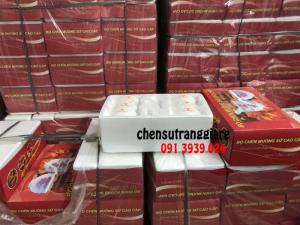 Bộ 6 chén sứ trắng + 6 muỗng in logo, địa chỉ in chén sứ quà tặng giá rẻ