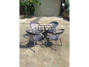 Bàn ghế nhựa giả mây trà My