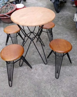 Bán bộ bàn ghế gỗ chân sắt giá rẻ