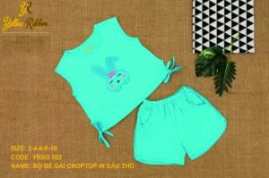 BỘ CROPTOP BÉ GÁI IN ĐẦU THỎ MÀU CAM