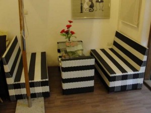 Bộ bàn ghế sofa mây nhựa cho phòng máy lạnh