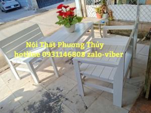 Bàn ghế gỗ Bộ Bàn Ghế Gỗ sơn trắng Phương Thủy