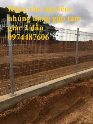 Hàng rào lưới thép hàn gập tam giác 2 đầu, chấn sóng mạ kẽm, sơn tĩnh điện, nhúng nhựa.