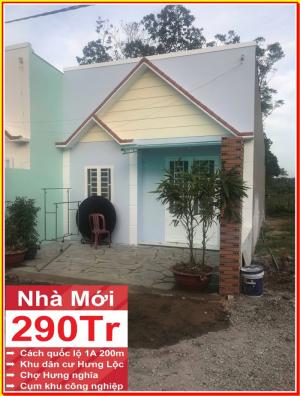 Nhà mới xây xã Hưng Lộc, huyệnThống Nhất.Đồng nai.Giá 290 triệu/căn. Liền kề quốc lộ 1 A.