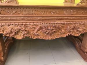 Sập thờ tứ linh chân 20 VIP. Chạm Trỗ Tinh Tế và Sắc Sảo. Vân Tuyệt Vời.