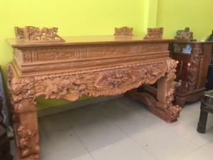 Sập thờ tứ linh chân 20 VIP. Chạm Trỗ Tinh Tế và Sắc Sảo. Vân Tuyệt Vời.