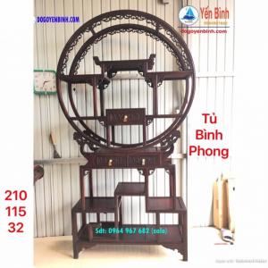 Tủ bình phong gỗ hương bày đồ tứ diện sang trọng đẹp mắt