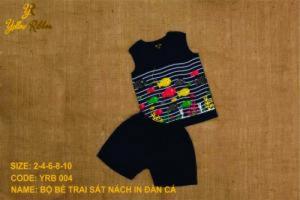 BỘ BÉ TRAI SÁT NÁCH IN ĐÀN CÁ MÀU ĐEN