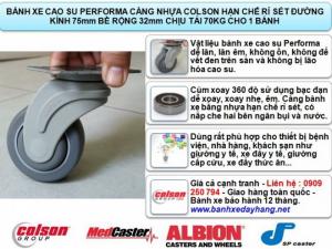 Bánh xe đẩy cấp phát thuốc bệnh viện càng nhựa Colson lăn không ồn