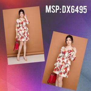 Đầm hoa tay lỡ 3 tầng (DX6495)