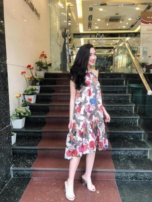 Đầm hoa suông cổ yếm đuôi cá (DB2260)