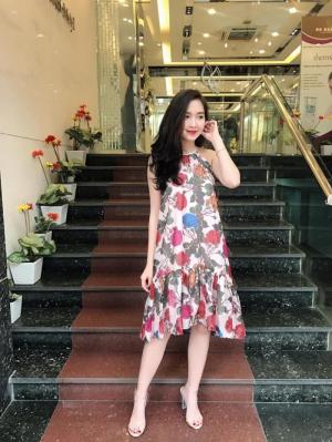 Đầm hoa suông cổ yếm đuôi cá (DB2260)