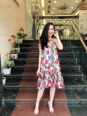 Đầm hoa suông cổ yếm đuôi cá (DB2260)