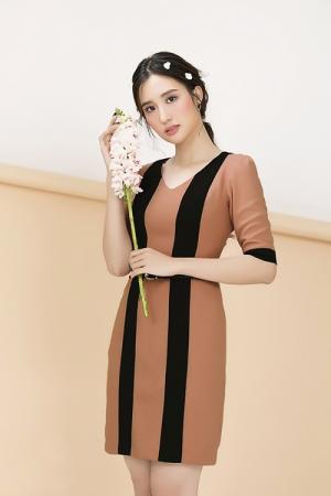 Đầm công sở tay lỡ phối màu (DB2256)