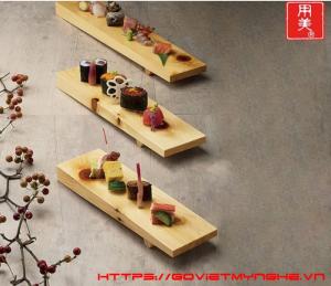 Thớt Gỗ Trang Trí Sushi - Sashimi Nhật Bản Size 30 x 9 cm (Gỗ Thông) Dài 30cm x Rộng 9 cm x Cao 3cm. Giá 155.000₫