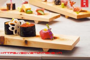 Thớt Gỗ Trang Trí Sushi - Sashimi Nhật Bản Size 30 x 9 cm (Gỗ Thông) Dài 30cm x Rộng 9 cm x Cao 3cm. Giá 155.000₫