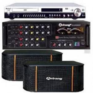 Amply Arirang PA-203IIIEV phối ghép với loa Arirang TSC T4 và đầu karaoke Arirang 36M, đây là dàn karaoke giá rẻ bất giờ chỉ có 5100K, khuyến mãi 2 micro 3.6 chính hãng Arirang.