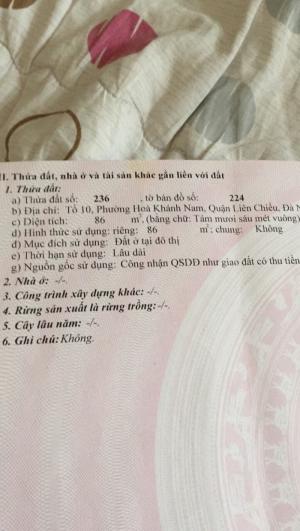 Lô đất đẹp 86m2 kiệt ô tô Hoàng Văn Thái