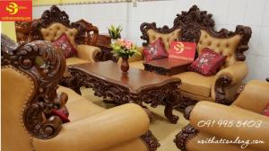 SOFA hàng hiệu làm từ gõ đỏ bọc da cao cấp