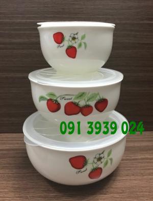 bộ 3 thố sứ có nắp in ấn logo theo yêu cầu, bộ 3 thố sứ có nắp giá rẻ