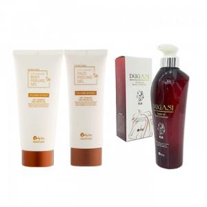 Combo 3 Gel tẩy da chết cho Mặt & toàn thân, Sữa tắm SKINFARM 120ml+170ml+500ml