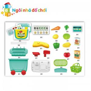 Đồ chơi xe đẩy Bowa quầy tính tiền rau củ 8341
