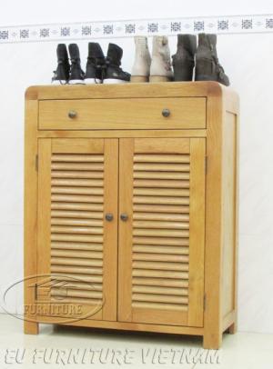 Tủ giày dép gỗ sồi 2 cánh 1 ngăn kéo đỉnh cong KT: 80x38x100