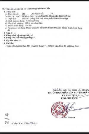 Sang nhượng 100m2 đất nền hẻm xe hơi ở Nhà Bè