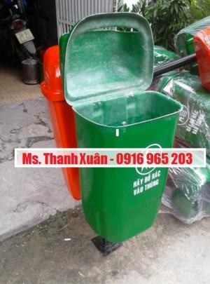 Thùng rác cọc treo cộng cộng, thùng rác 55 lít cọc treo đơn, thùng rác cọc treo đôi 55 lít