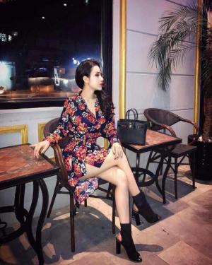 Đầm sơ mi tay dài in hoa hồng (DX6465)