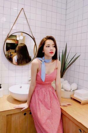 Đầm maxi 2 dây nơ lưng (DX6464)