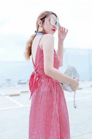 Đầm maxi 2 dây nơ lưng (DX6464)