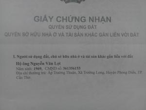 Cần bán gấp đất khu TĐC Nhơn Nghĩa, huyện Phong Điền, Cần Thơ.