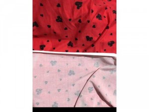 Vải Thun Đỏ In Trái Tim