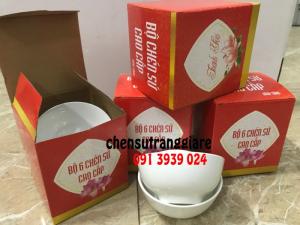 Nhận đặt chén sứ trắng in logo theo yêu cầu làm quà tặng tết cho khách hàng