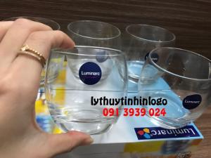 Ly thủy tinh in logo theo yêu cầu, ly thủy tinh quà tặng tết cho khách hàng