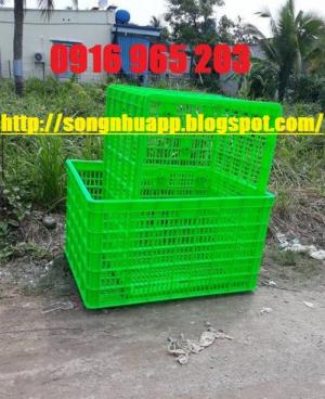 Sọt nhựa kéo hàng công nghiệp, sóng nhựa hở 26 bánh xe