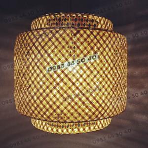 Đèn mây tre 2 lớp trụ tròn Fi40H36
