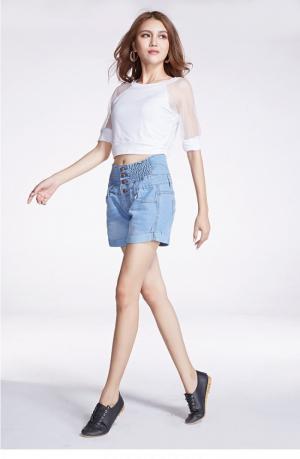 Quần jean short nữ lưng thun