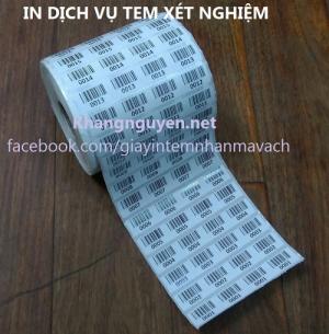 Giấy in mã vạch 4 tem xét nghiệm bệnh viện - tem in gia công chuẩn code 128A